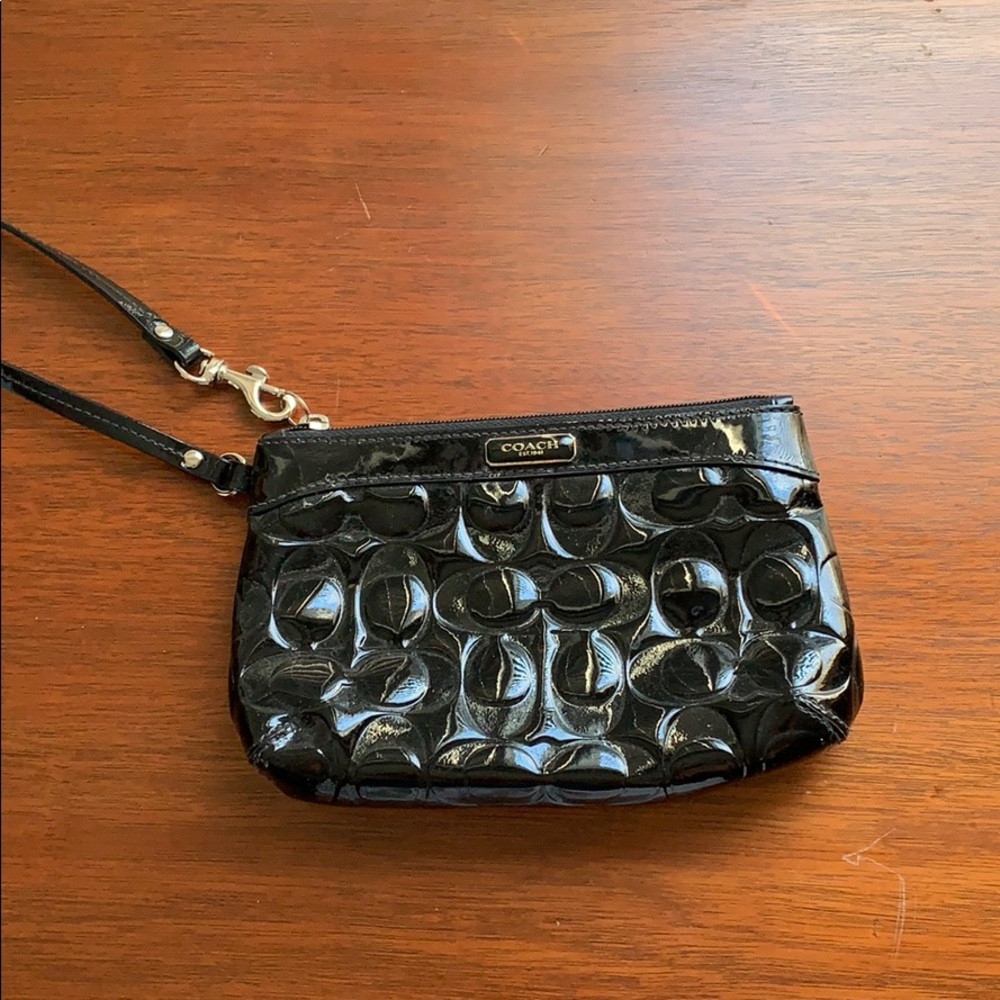 Coach Black Patent Leather Wristlet